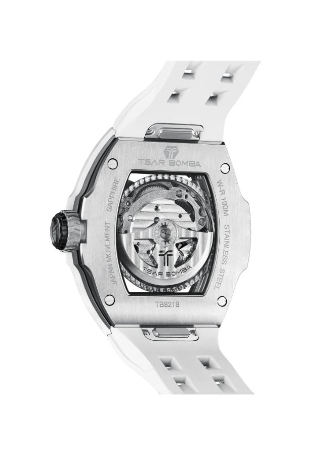 TSAR BOMBA Men's Rubber Automatic Watch TB8218SETC-01KBU/WH - 44.5x50.4 mm - Image 3